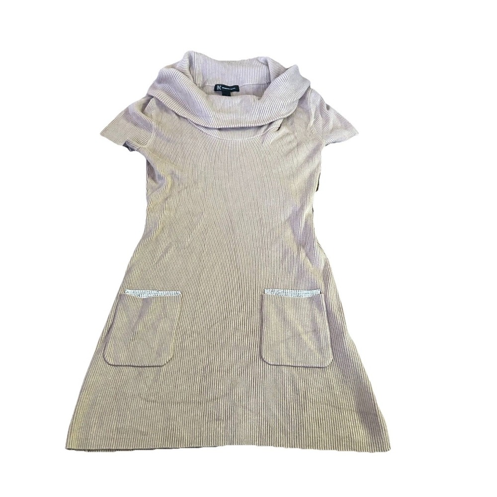INC INTERNATIONAL‎ CONCEPTS SIZE LARGE BEIGE HEATHER RIBBED KNIT SWEATER DRESS